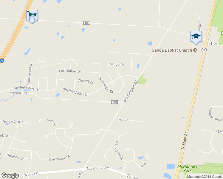 map of restaurants, bars, coffee shops, grocery stores, and more near 4768 Normandy Drive in Galena