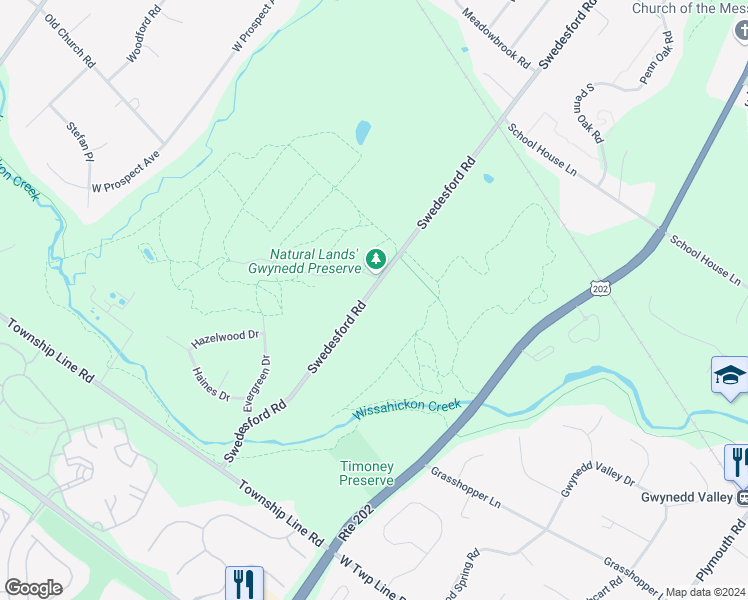 map of restaurants, bars, coffee shops, grocery stores, and more near 512 Swedesford Road in Montgomery County