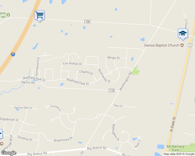 map of restaurants, bars, coffee shops, grocery stores, and more near 4598 Chantry Drive in Galena