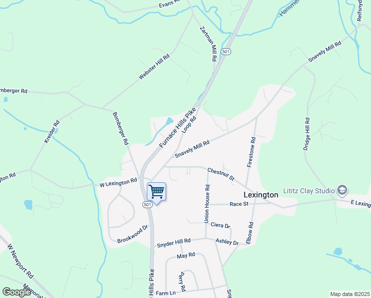 map of restaurants, bars, coffee shops, grocery stores, and more near 108 Snavely Mill Road in Lititz