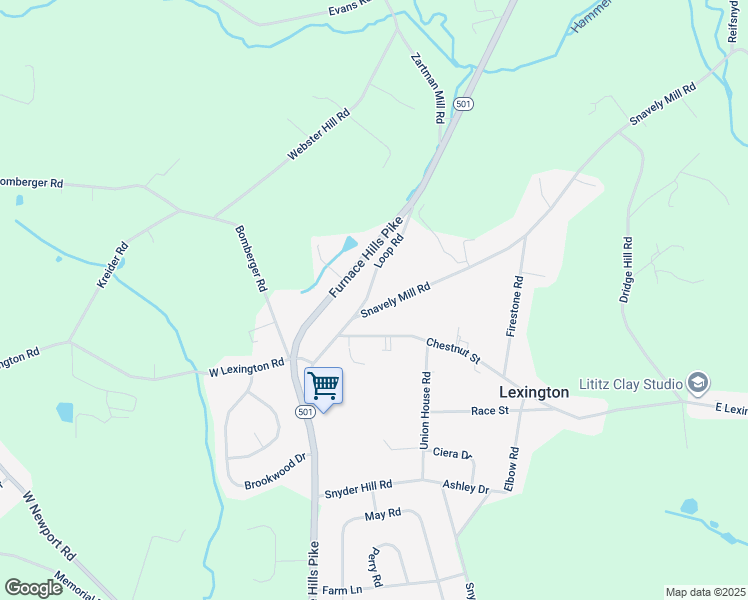 map of restaurants, bars, coffee shops, grocery stores, and more near 106 Snavely Mill Road in Lititz