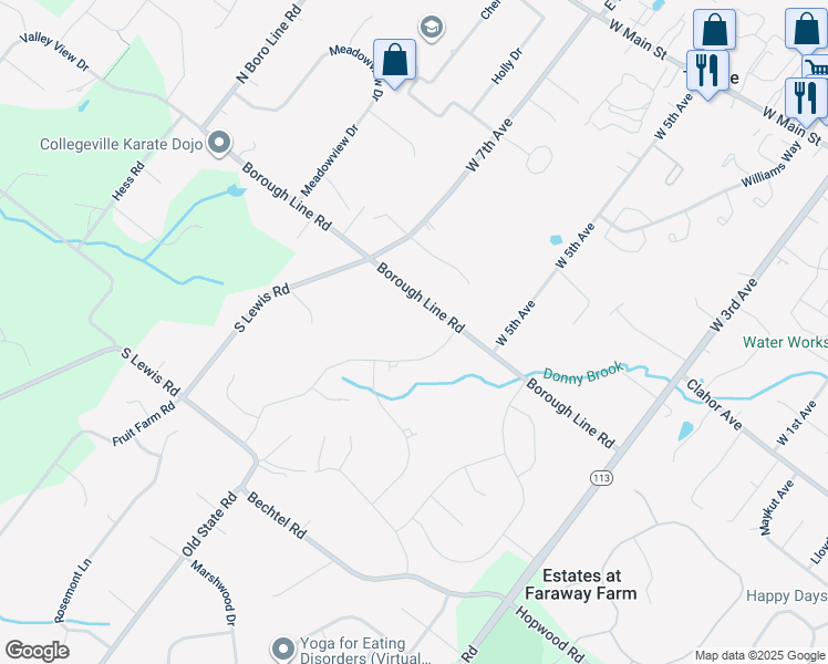 map of restaurants, bars, coffee shops, grocery stores, and more near 590 Borough Line Road in Trappe