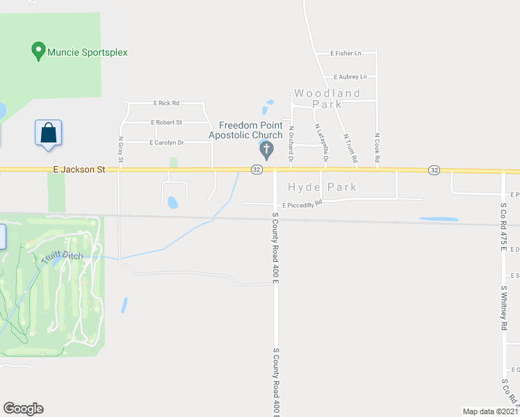 map of restaurants, bars, coffee shops, grocery stores, and more near 6405 East Piccadilly Road in Muncie