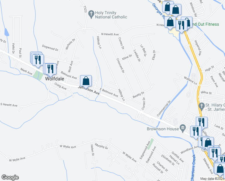 map of restaurants, bars, coffee shops, grocery stores, and more near 1889 Arlington Avenue in Washington