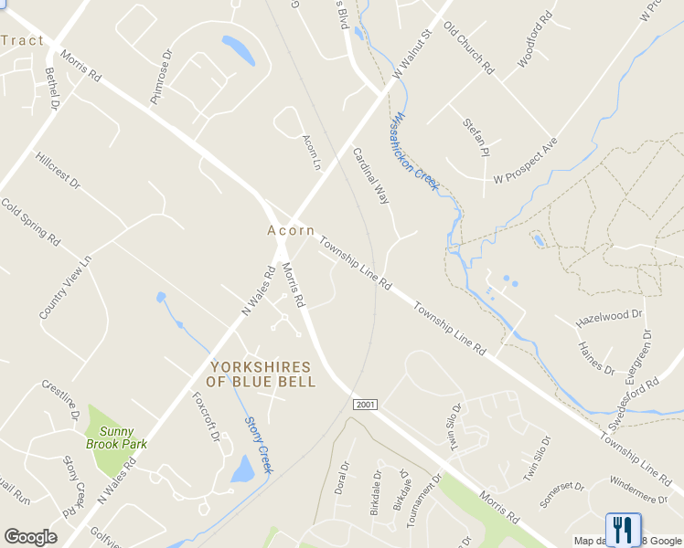 map of restaurants, bars, coffee shops, grocery stores, and more near 704 Amberley Drive in Blue Bell