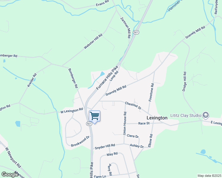 map of restaurants, bars, coffee shops, grocery stores, and more near 108 Snavely Mill Road in Lititz