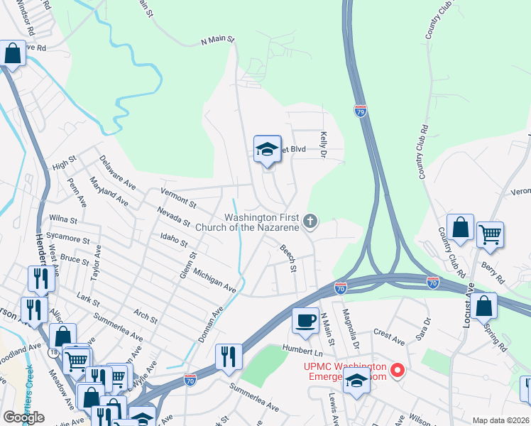 map of restaurants, bars, coffee shops, grocery stores, and more near 1830 Donnan Avenue in Washington