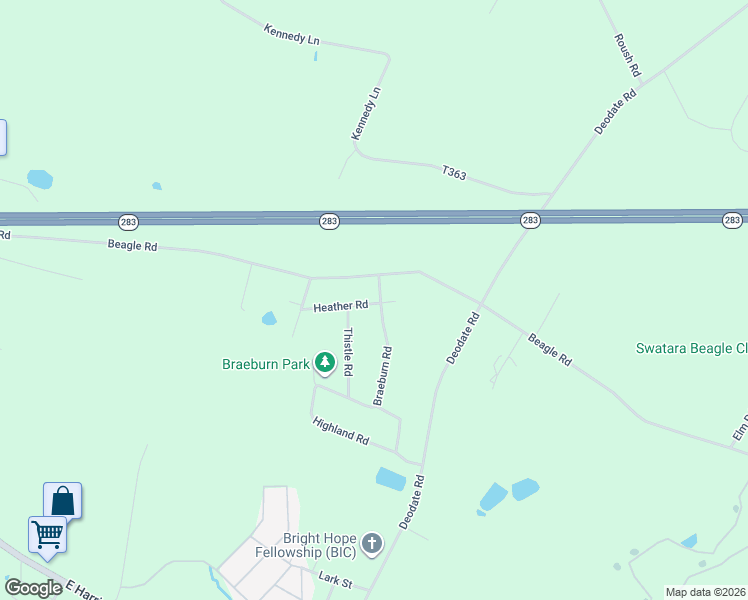 map of restaurants, bars, coffee shops, grocery stores, and more near 1030 Braeburn Road in Elizabethtown