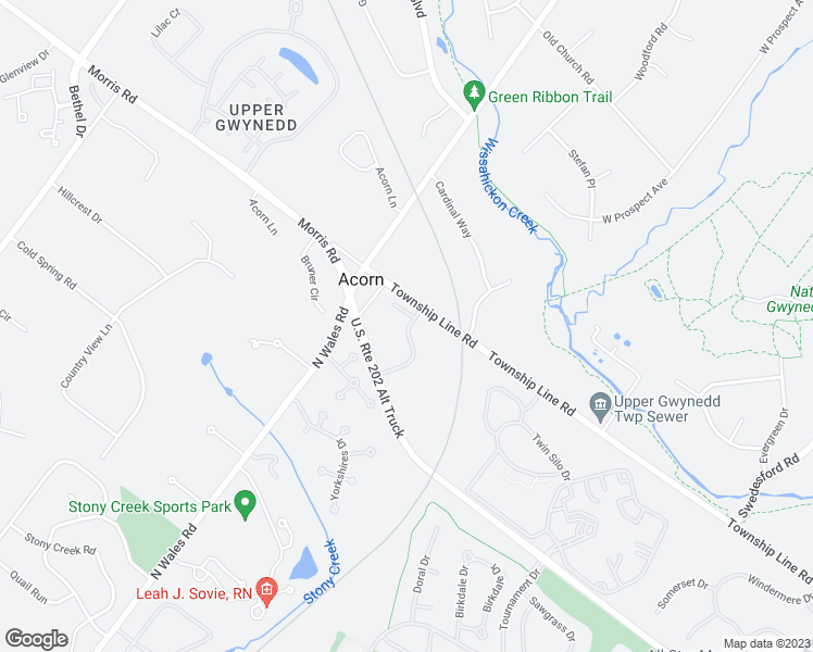 map of restaurants, bars, coffee shops, grocery stores, and more near 799 Amberley Drive in Blue Bell