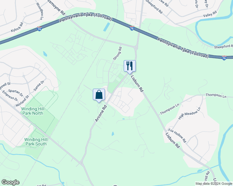 map of restaurants, bars, coffee shops, grocery stores, and more near 1429 Keegan Lane in Mechanicsburg