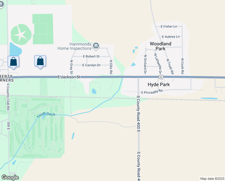 map of restaurants, bars, coffee shops, grocery stores, and more near 111 South Keystone Circle in Muncie