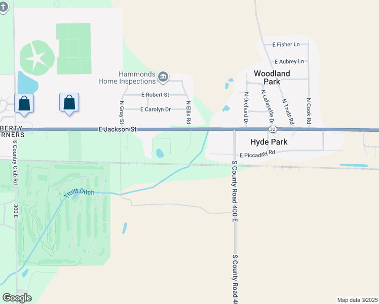 map of restaurants, bars, coffee shops, grocery stores, and more near 111 South Keystone Circle in Muncie