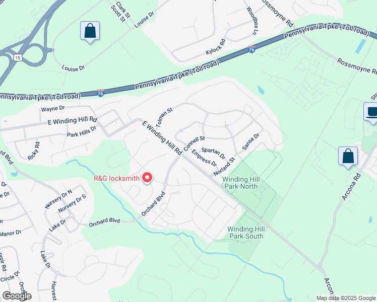 map of restaurants, bars, coffee shops, grocery stores, and more near 1780 Empress Drive in Mechanicsburg