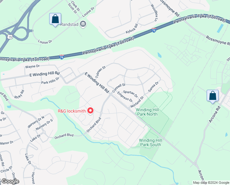 map of restaurants, bars, coffee shops, grocery stores, and more near 1780 Empress Drive in Mechanicsburg