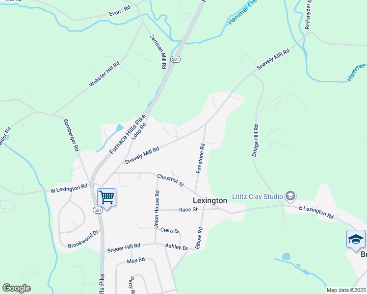 map of restaurants, bars, coffee shops, grocery stores, and more near 133 Snavely Mill Road in Lititz
