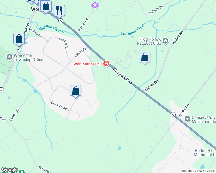 map of restaurants, bars, coffee shops, grocery stores, and more near 2846 Highview Drive in Eagleville