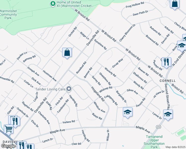 map of restaurants, bars, coffee shops, grocery stores, and more near 215 Surrey Road in Southampton