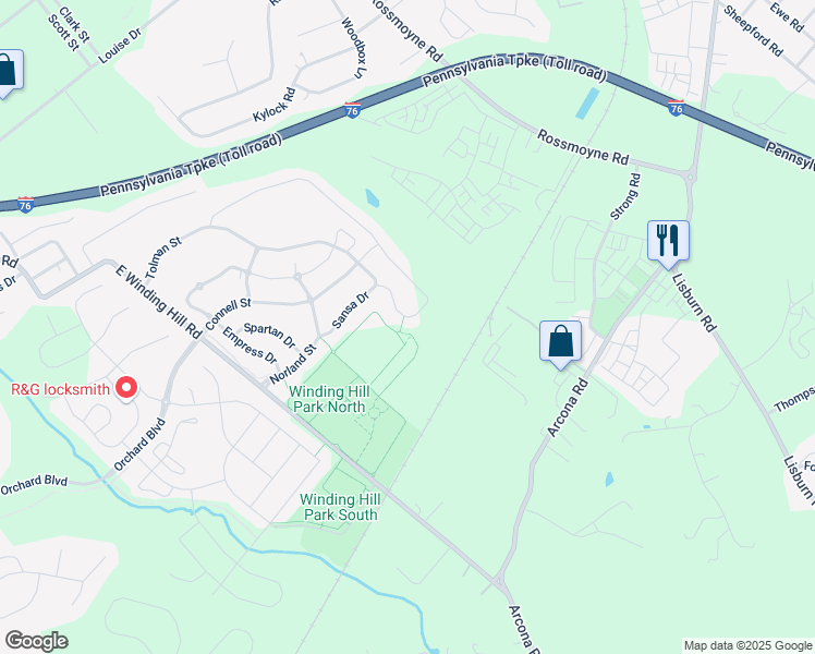map of restaurants, bars, coffee shops, grocery stores, and more near 1579 Zestar Drive in Mechanicsburg