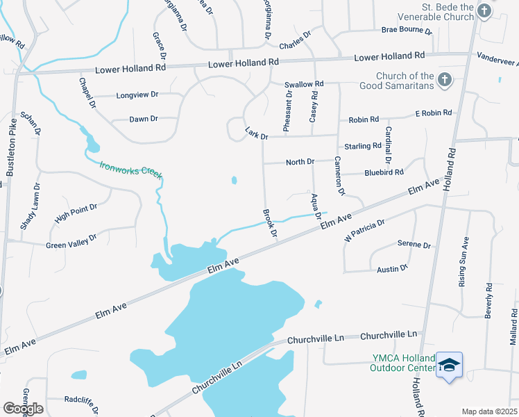 map of restaurants, bars, coffee shops, grocery stores, and more near 48 Brook Drive in Churchville