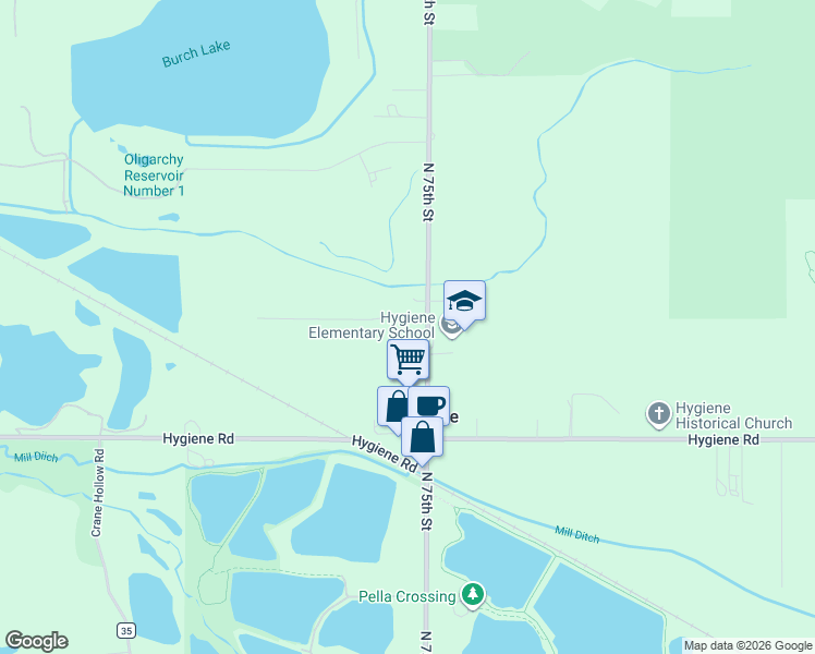 map of restaurants, bars, coffee shops, grocery stores, and more near 11971 North 75th Street in Longmont