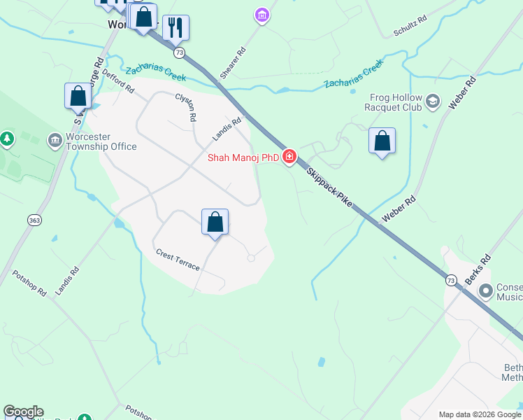map of restaurants, bars, coffee shops, grocery stores, and more near 2844 Defford Road in Eagleville