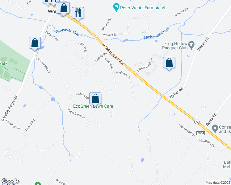 map of restaurants, bars, coffee shops, grocery stores, and more near 2844 Defford Road in Eagleville