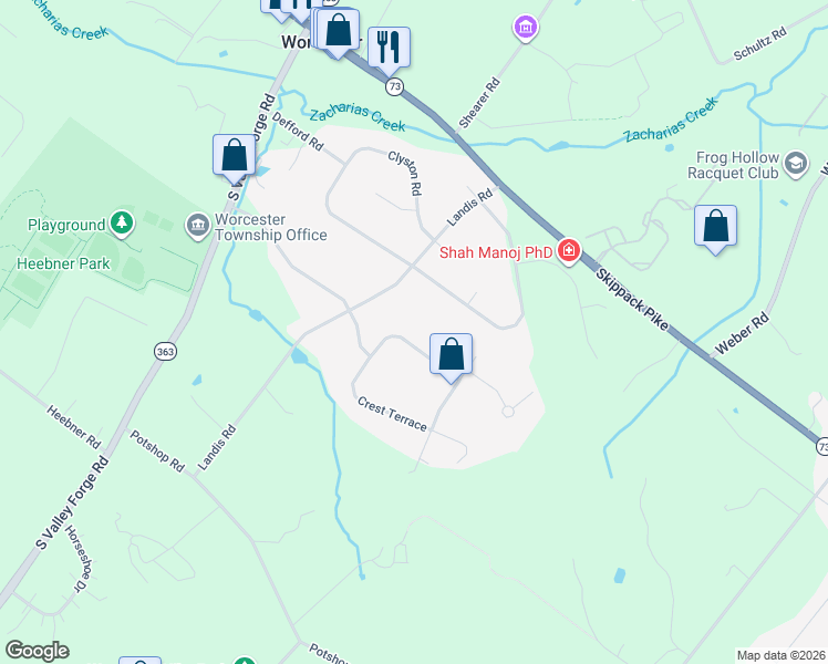 map of restaurants, bars, coffee shops, grocery stores, and more near 2871 Hickory Hill Road in Eagleville