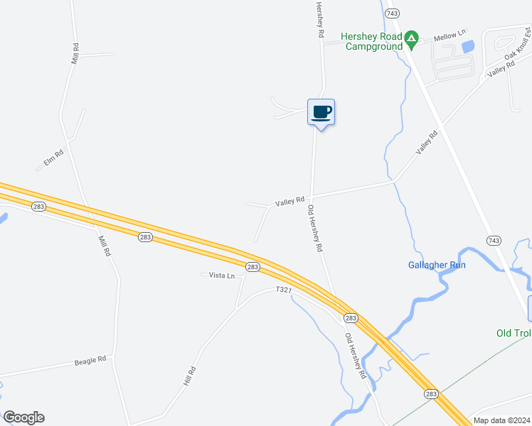 map of restaurants, bars, coffee shops, grocery stores, and more near 3576 Valley Road in Elizabethtown