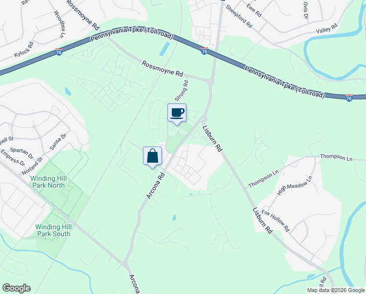map of restaurants, bars, coffee shops, grocery stores, and more near 1429 Keegan Lane in Mechanicsburg
