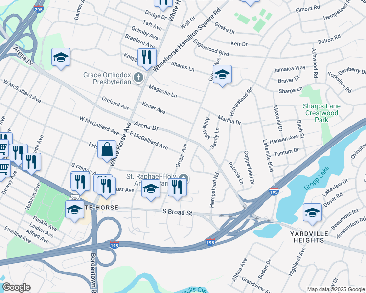 map of restaurants, bars, coffee shops, grocery stores, and more near 322 Gropp Avenue in Trenton