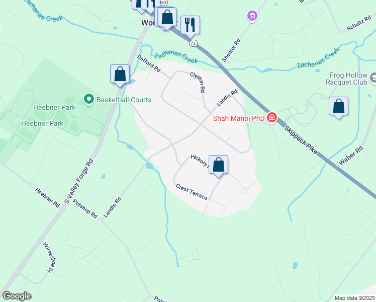 map of restaurants, bars, coffee shops, grocery stores, and more near 2879 Hickory Hill Road in Eagleville