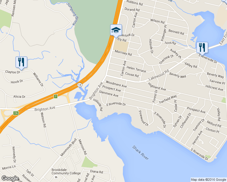 map of restaurants, bars, coffee shops, grocery stores, and more near 514 Prospect Avenue in Neptune City