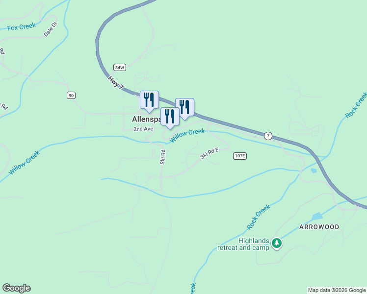 map of restaurants, bars, coffee shops, grocery stores, and more near 360 Ski Road East in Lyons