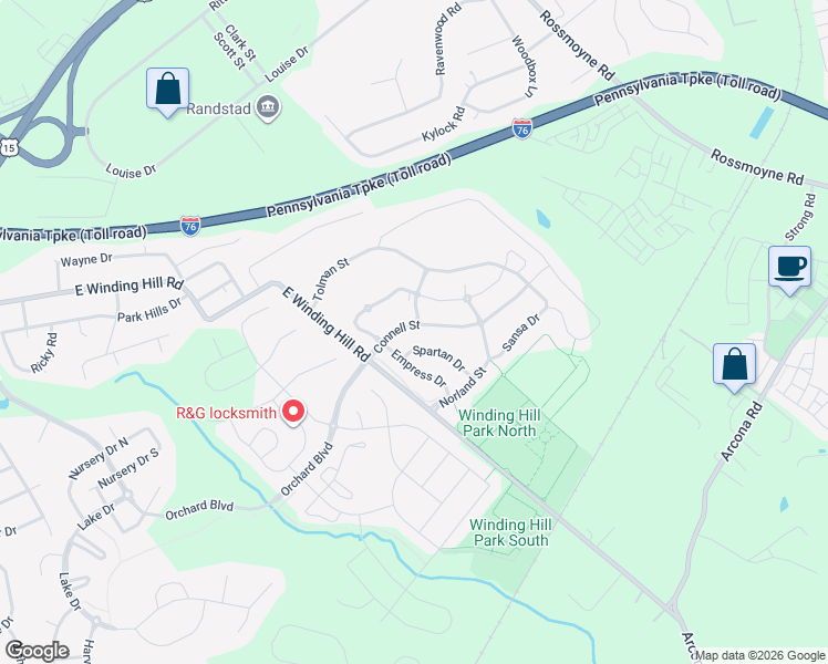 map of restaurants, bars, coffee shops, grocery stores, and more near 974 Connell Street in Mechanicsburg