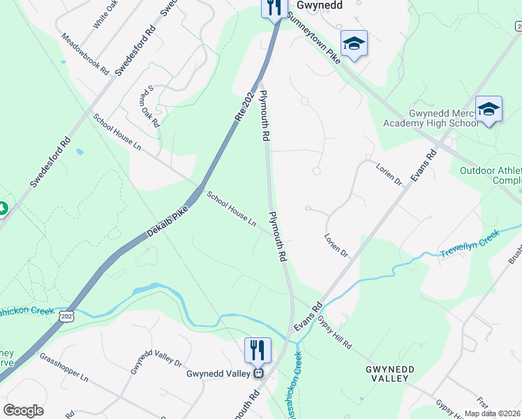 map of restaurants, bars, coffee shops, grocery stores, and more near 809 Plymouth Road in Gwynedd Valley