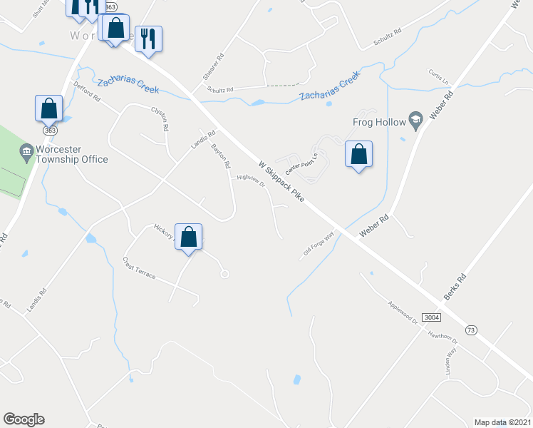 map of restaurants, bars, coffee shops, grocery stores, and more near 2846 Highview Drive in Eagleville