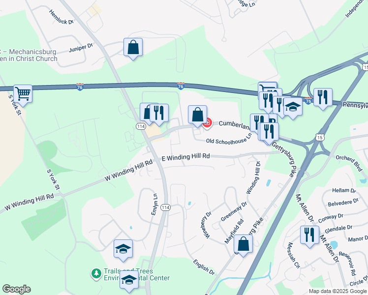 map of restaurants, bars, coffee shops, grocery stores, and more near 6 Reynolds St in Mechanicsburg