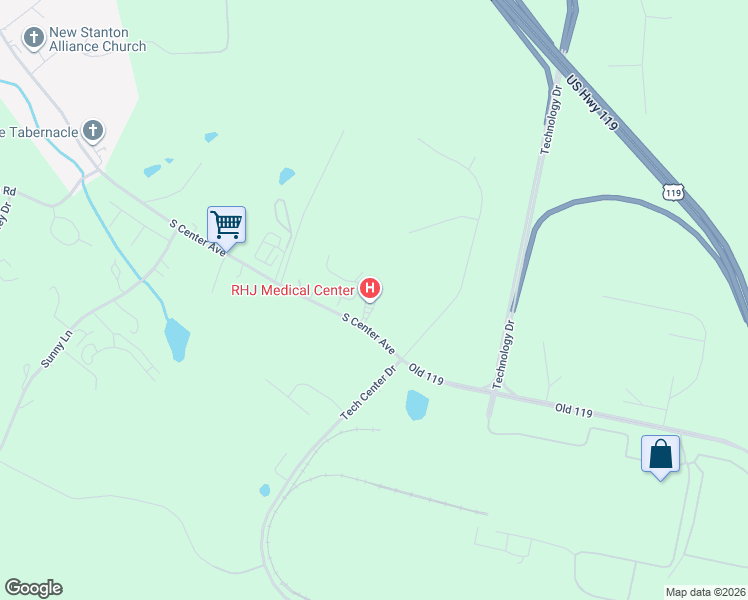 map of restaurants, bars, coffee shops, grocery stores, and more near 1009 Old 119 in Hunker