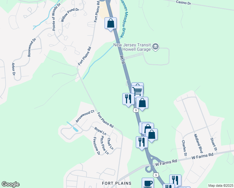 map of restaurants, bars, coffee shops, grocery stores, and more near 9 U.S. 9 in Englishtown