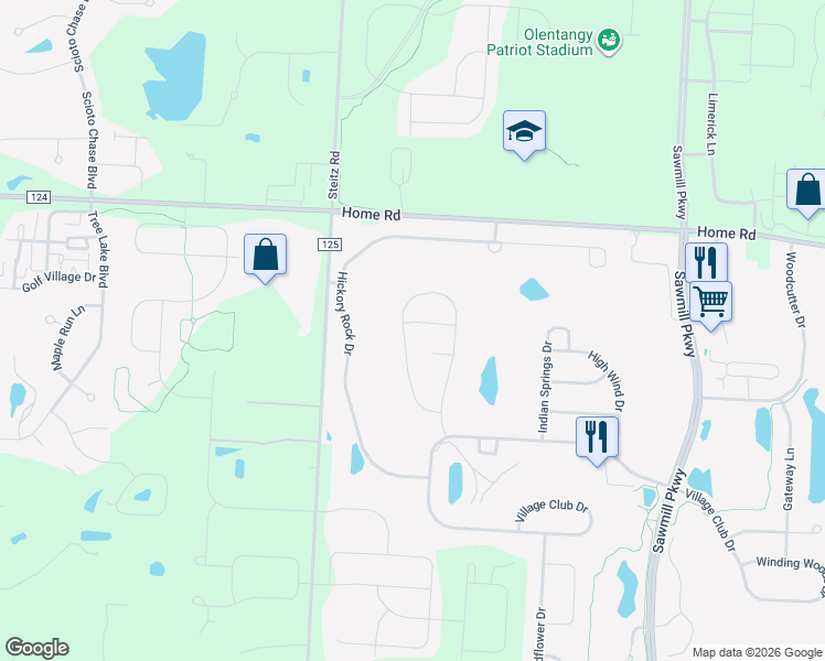 map of restaurants, bars, coffee shops, grocery stores, and more near 7690 Spring Garden Lane in Powell