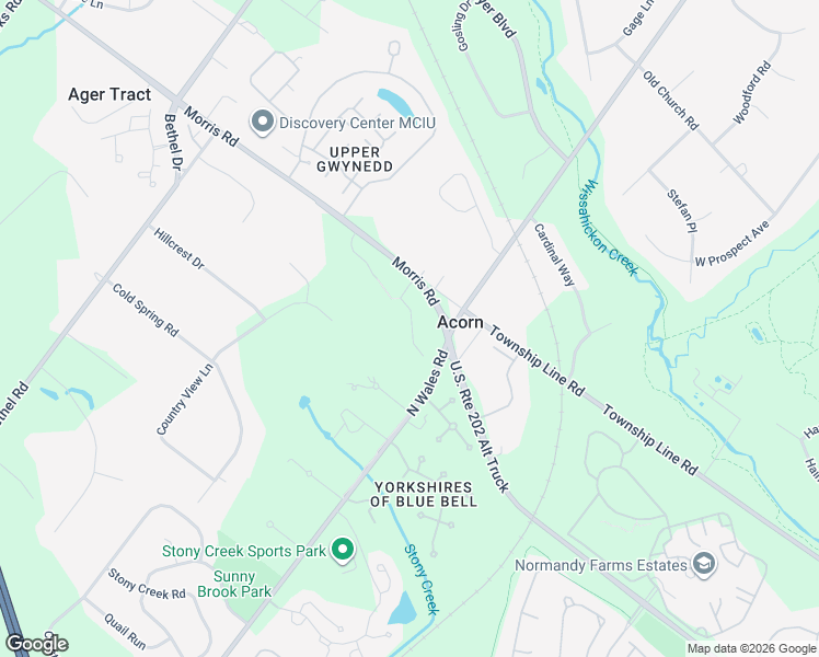map of restaurants, bars, coffee shops, grocery stores, and more near 2520 Morris Road in Lansdale