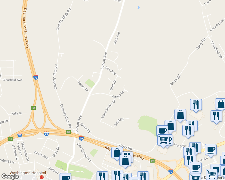 map of restaurants, bars, coffee shops, grocery stores, and more near 842 Bud Street in Washington