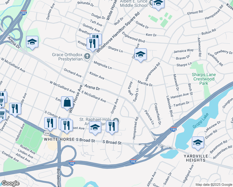 map of restaurants, bars, coffee shops, grocery stores, and more near 322 Gropp Avenue in Trenton