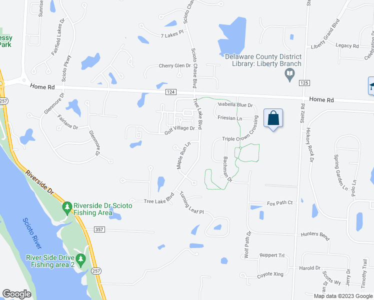 map of restaurants, bars, coffee shops, grocery stores, and more near 7787 Maple Run Lane in Powell
