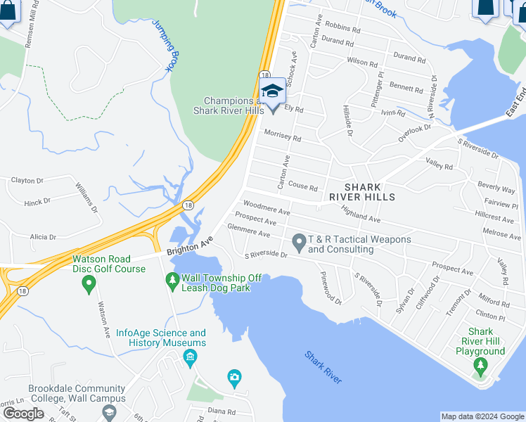 map of restaurants, bars, coffee shops, grocery stores, and more near 516 Woodmere Avenue in Neptune City