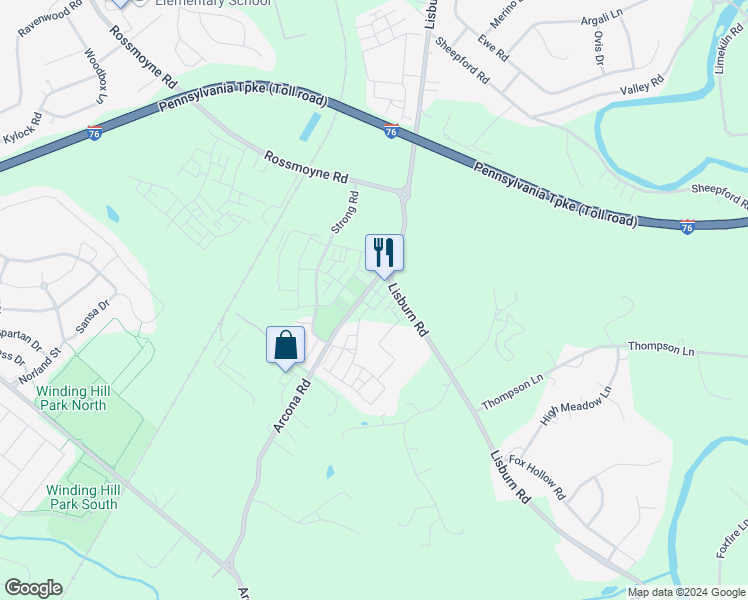 map of restaurants, bars, coffee shops, grocery stores, and more near 1430 Saxton Way in Mechanicsburg