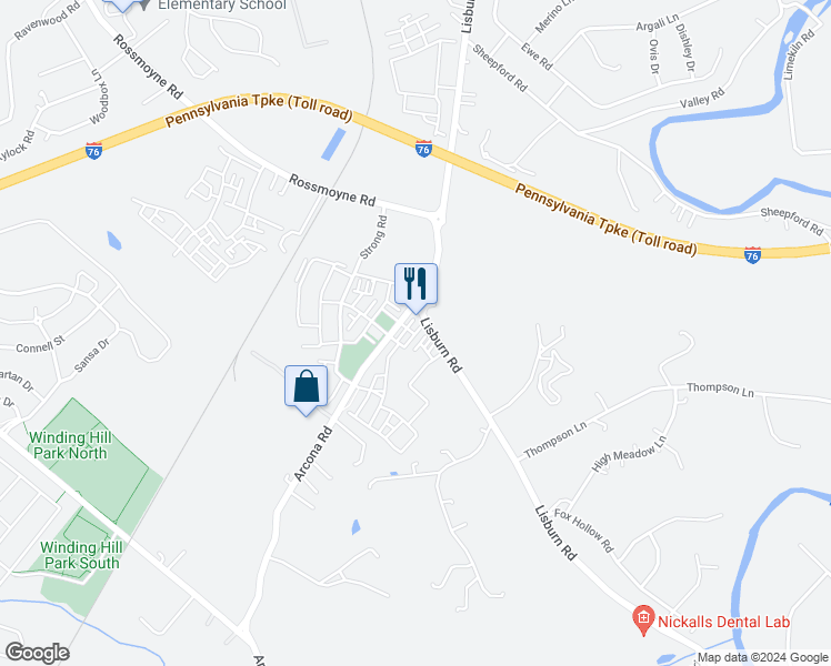 map of restaurants, bars, coffee shops, grocery stores, and more near 1338 Saxton Way in Mechanicsburg
