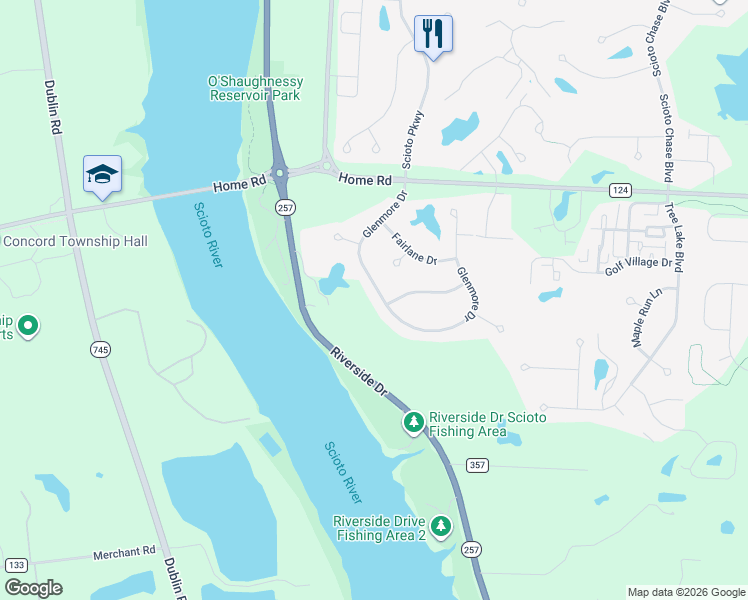map of restaurants, bars, coffee shops, grocery stores, and more near 7855 Glenmore Drive in Powell