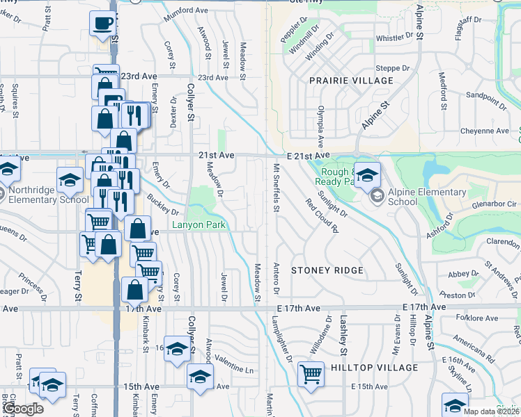 map of restaurants, bars, coffee shops, grocery stores, and more near 50 19th Avenue in Longmont