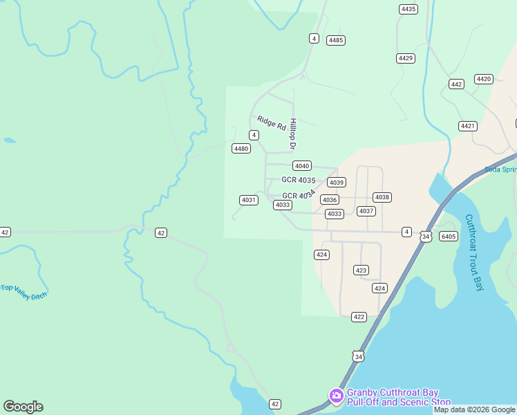 map of restaurants, bars, coffee shops, grocery stores, and more near County Road 4033 in Grand Lake